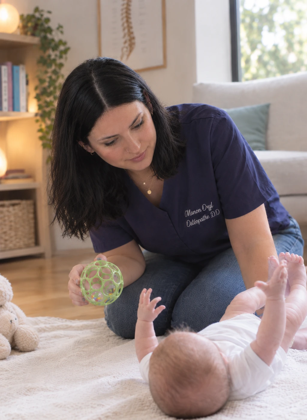 Ostéopathie d’un bébé au sol
